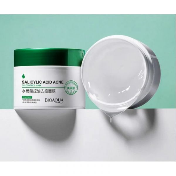 NIGHT MATTIFYING GEL MASK FOR PROBLEM SKIN WITH SALICYLIC ACID AND CENTELLA BIOAQUA SALICYLIC ACID ACNE OIL CONTROL MASK, 120 ML.